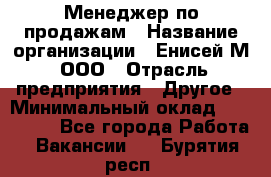 Менеджер по продажам › Название организации ­ Енисей-М, ООО › Отрасль предприятия ­ Другое › Минимальный оклад ­ 100 000 - Все города Работа » Вакансии   . Бурятия респ.